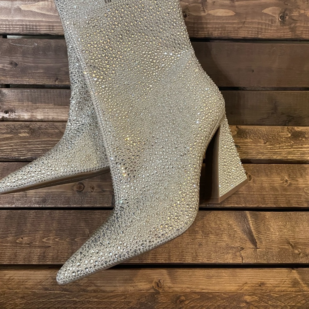 Silver Rhinestone Boots